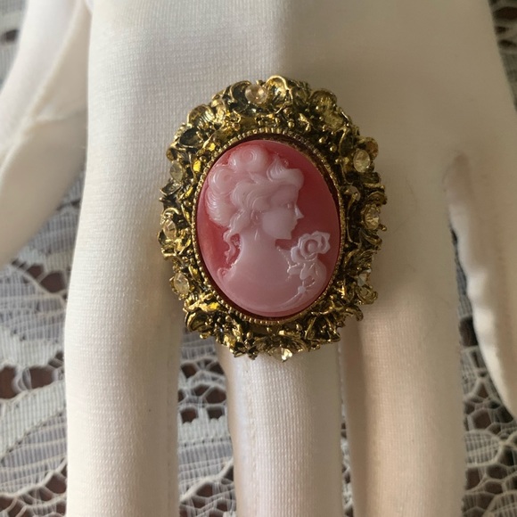 Cameo ring pinkish orange and gold - Picture 6 of 10